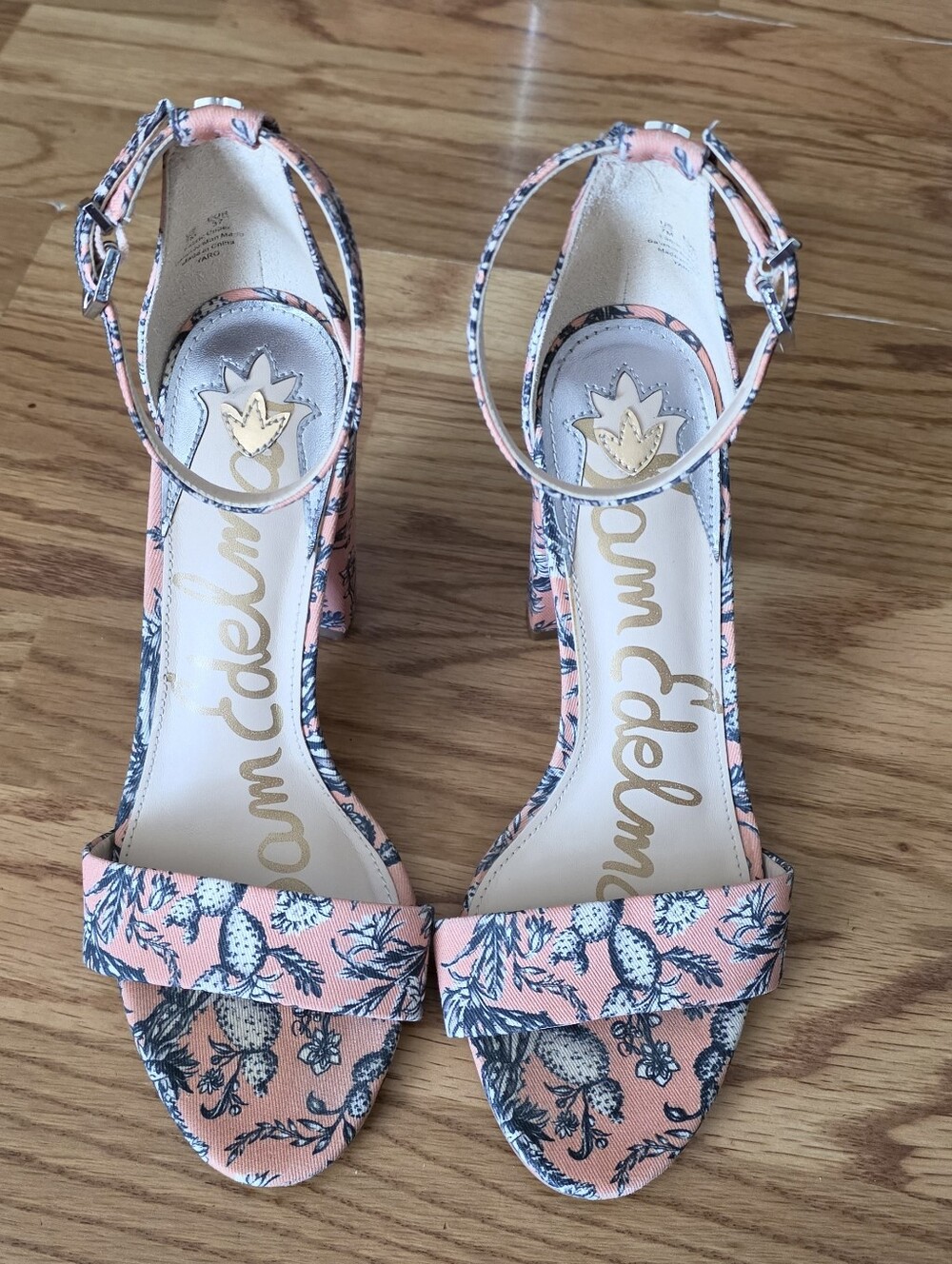 Sam Edelman Coral Floral Ankle-Strap Block Heel Sandals